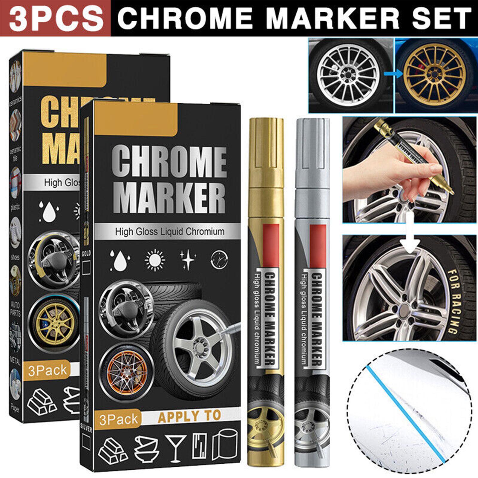 Tee Height Marker - 3Pcs/Set Chrome Marker Pen Car DIY